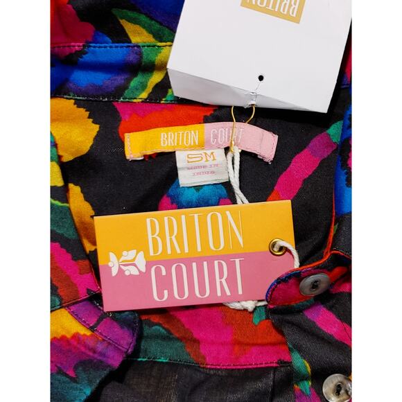 NWT Briton Court Eva Maxi Dress Floral Multicolor Cinched Waist Rayon Womens SM - Picture 4 of 6